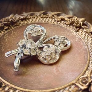 Vintage Silver and Crystal Bouquet Brooch